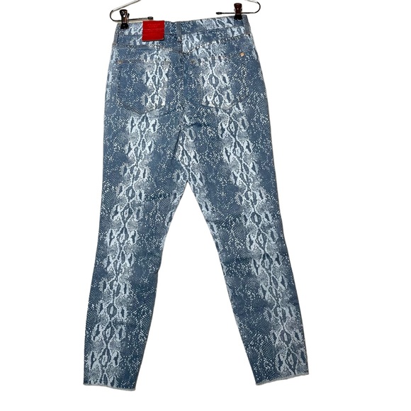 Jennifer Lopez NWT Snake Skin Blue Denim Pants Skinny Crop High Rise Size 4 - Picture 2 of 11